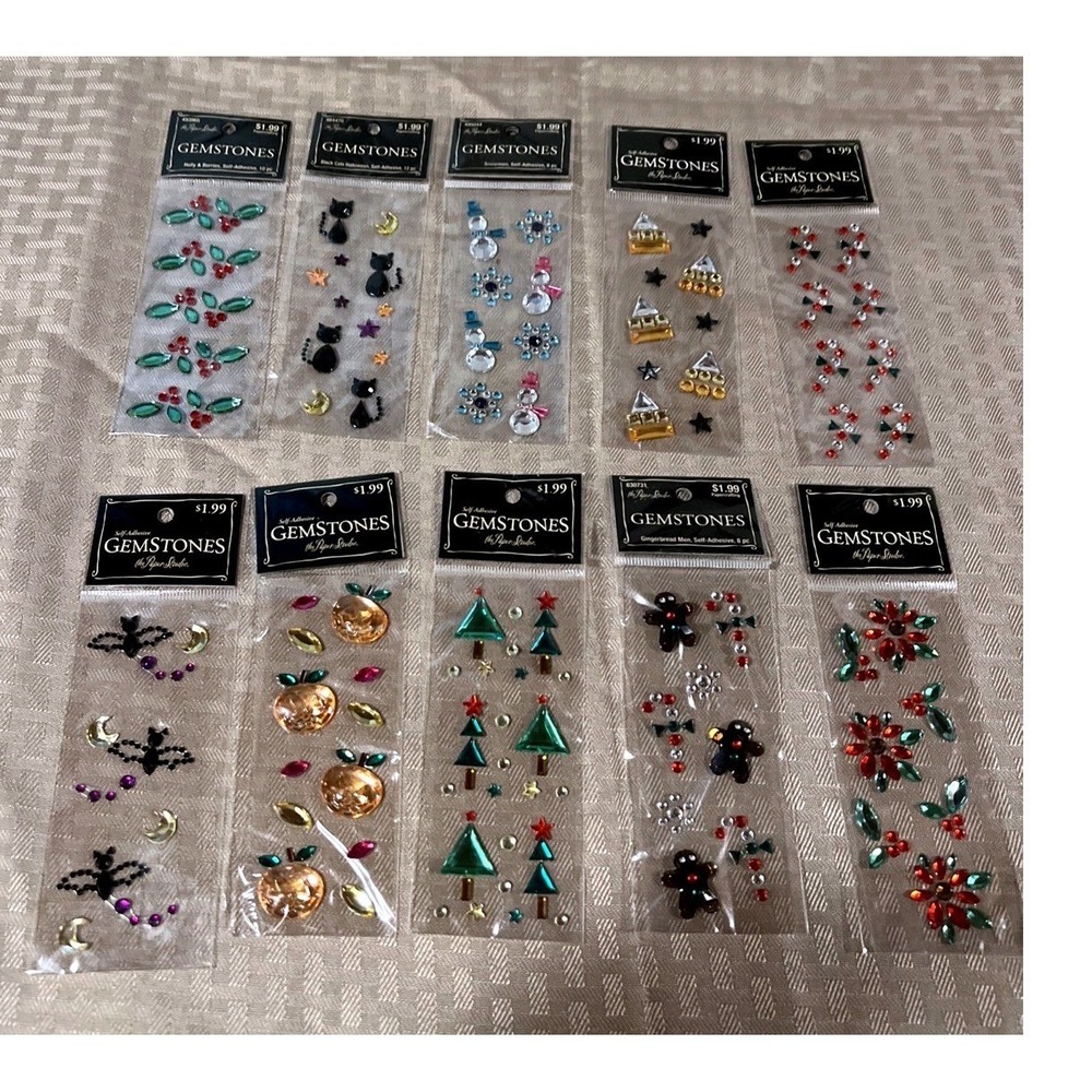 Lot of 10 GEMSTONES Self Adhesive Craft Embellishments Scrapbooking Stickers